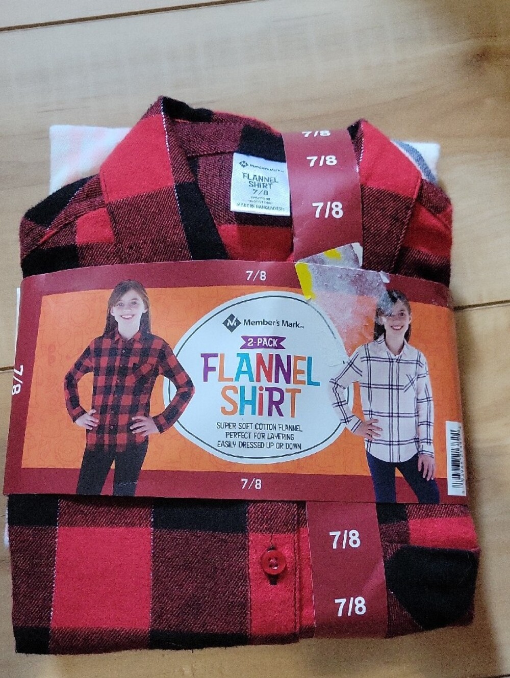 Member's Mark Girls' Pink Plaid Flannel Shirt - 7/8
